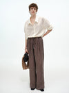 Striped Wide-Leg Linen Trousers