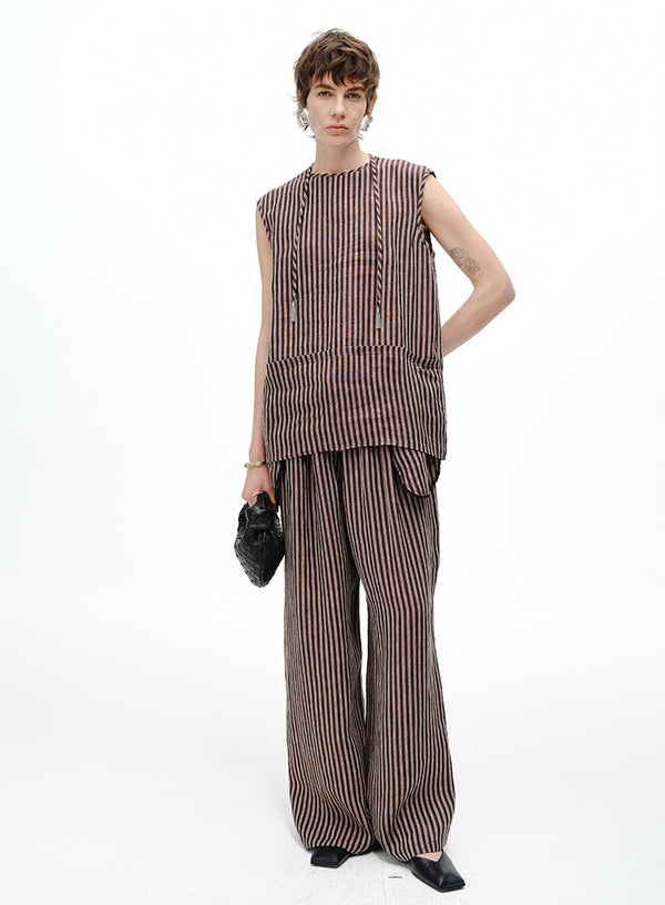 Linen Stripe Sleeveless Top