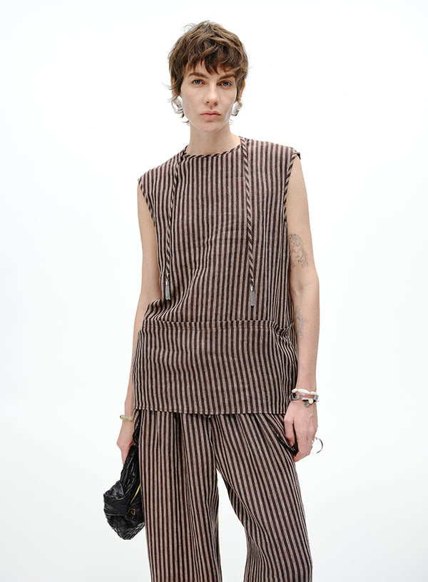 Linen Stripe Sleeveless Top