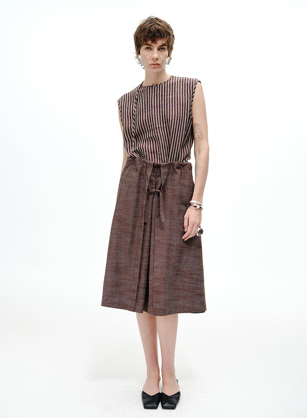 Linen A-Line Midi Skirt