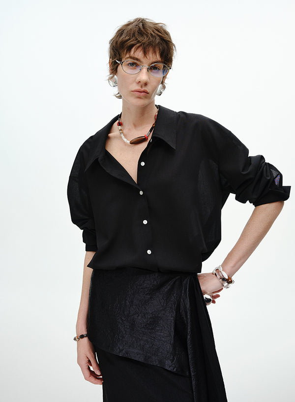 Breathable Oversized Collared Blouse
