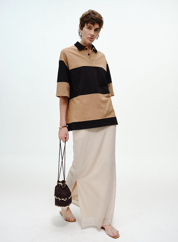 Beaded Stripe Polo Shirt