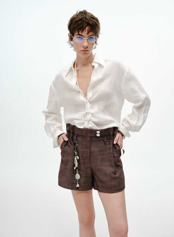Denim-Style Linen Shorts