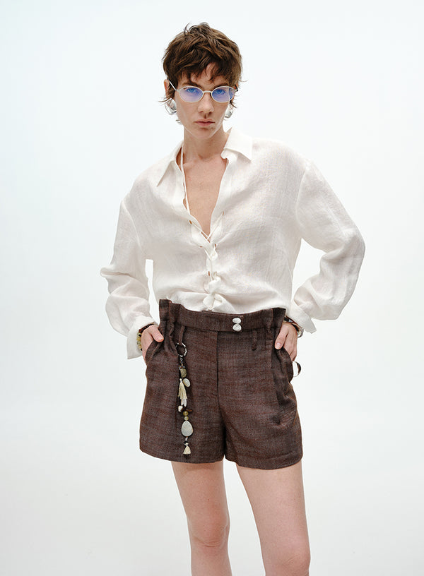 Drawstring Linen Shirt