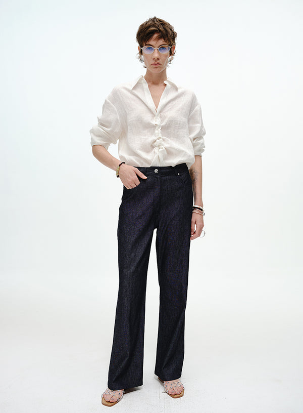 Drawstring Linen Shirt
