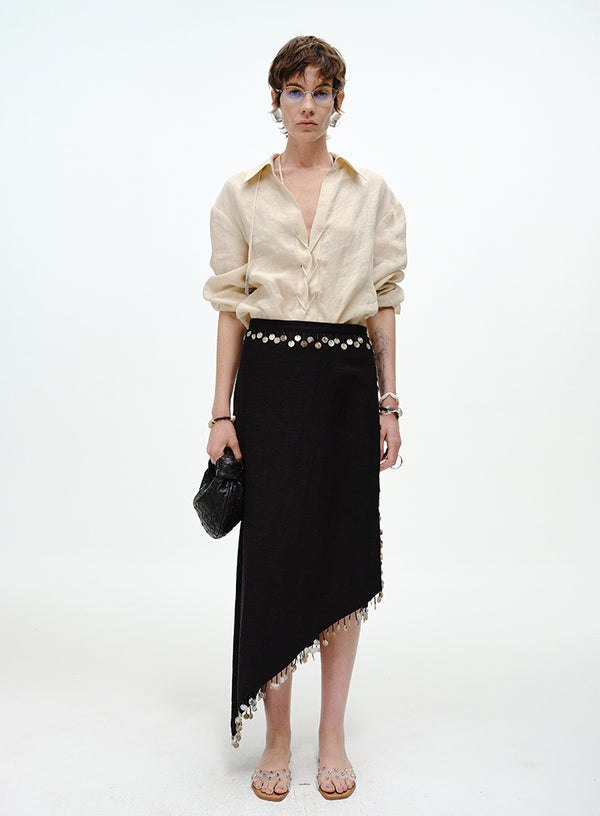 Drawstring Linen Shirt