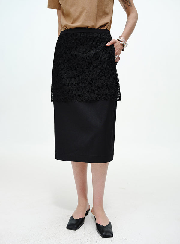 Layered Lace Pencil Skirt