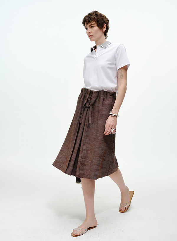 Linen A-Line Midi Skirt