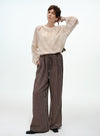 Striped Wide-Leg Linen Trousers