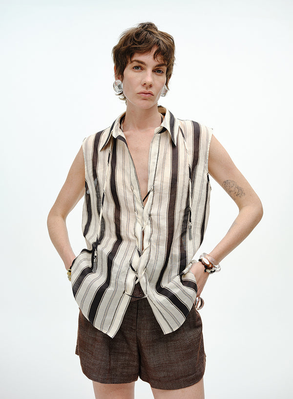 Linen Blend Tank Shirt