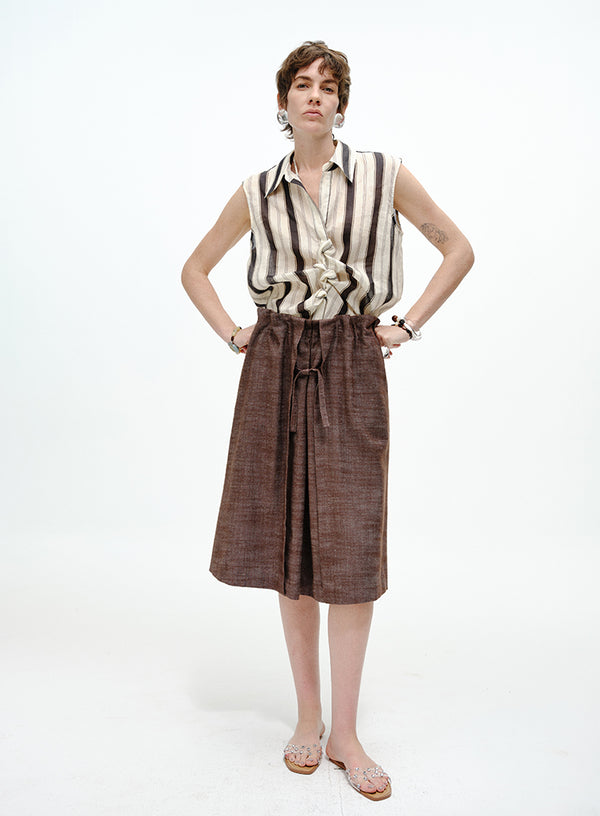 Linen A-Line Midi Skirt