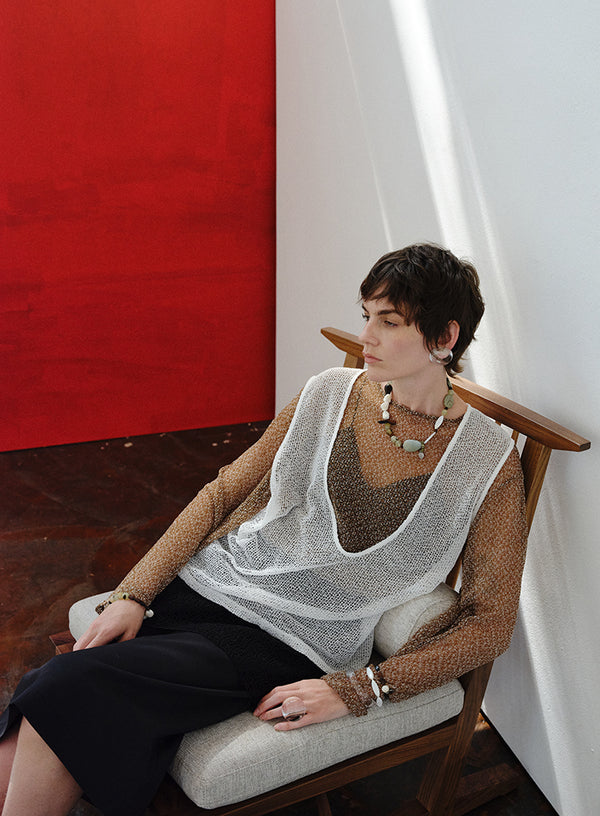 V-Neck Lace-Knit Vest Top