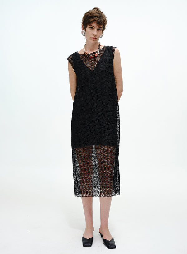Sheer Cutout Sleeveless Dress