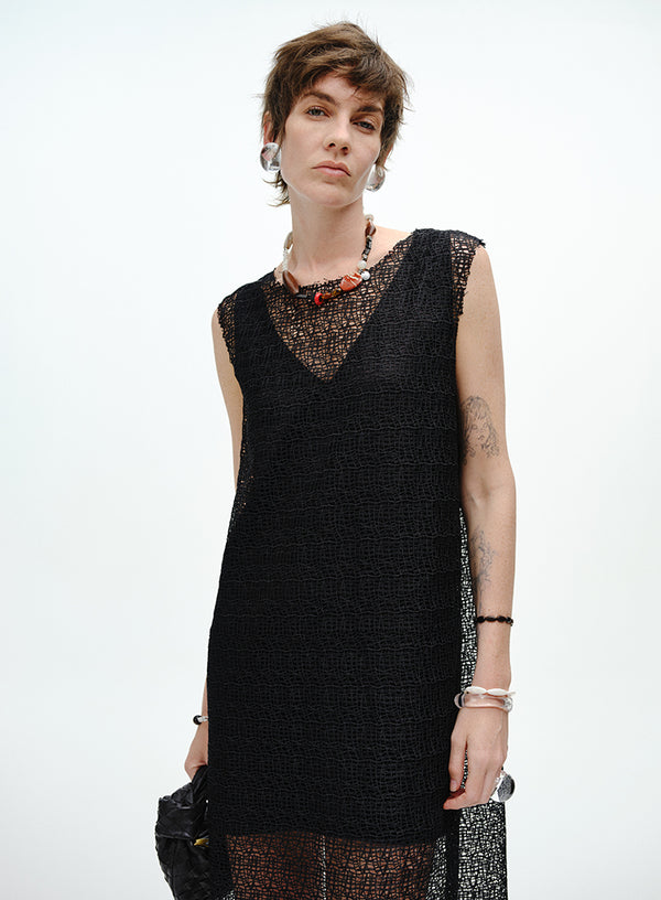 Sheer Cutout Sleeveless Dress