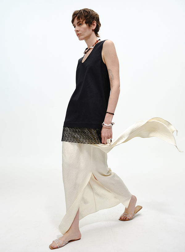 Elegant High-Slit Tail Skirt