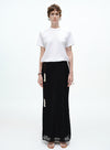 Pearl-Trimmed Ribbed Skirt - Side Slits
