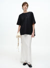 Pearl-Trimmed Ribbed Skirt - Side Slits