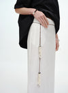 Pearl-Trimmed Ribbed Skirt - Side Slits