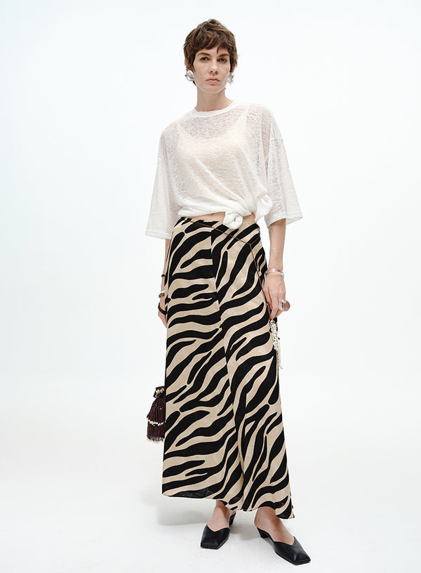 Flared Waist-Chain Skirt