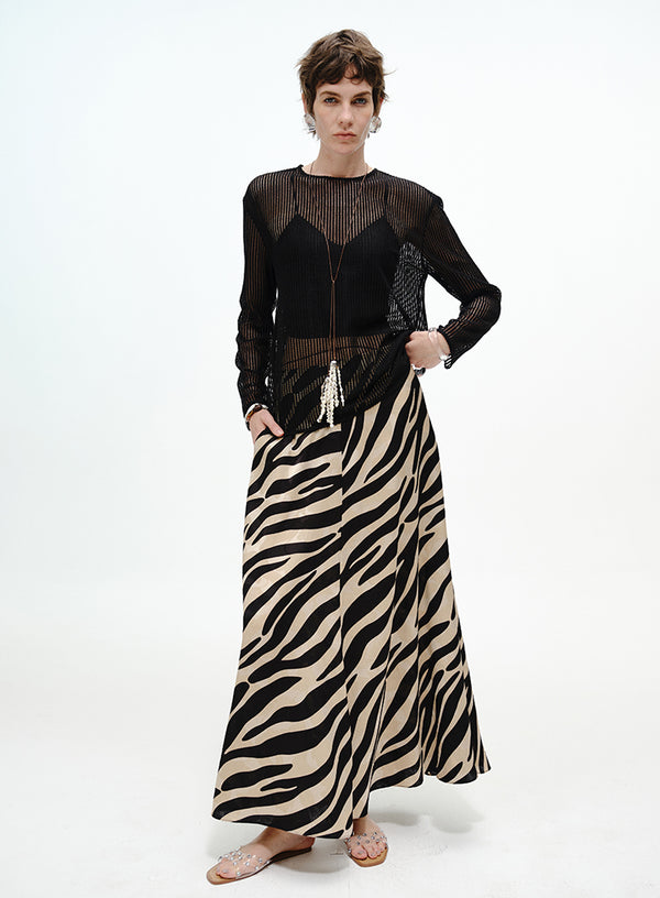 Flared Waist-Chain Skirt