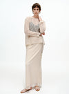 Pearl-Trimmed Ribbed Skirt - Side Slits
