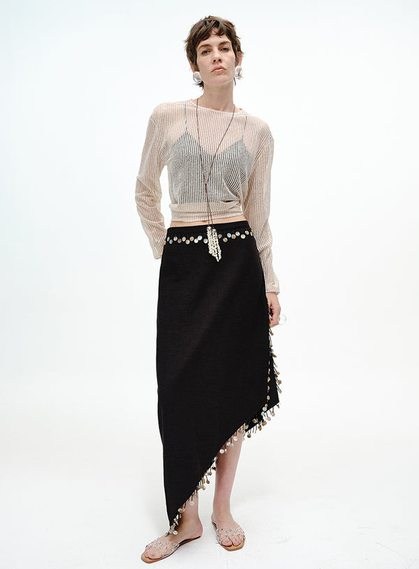 Asymmetrical Side Slit Skirt