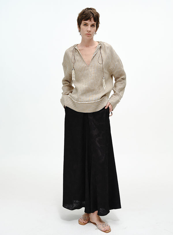 Flared Waist-Chain Skirt