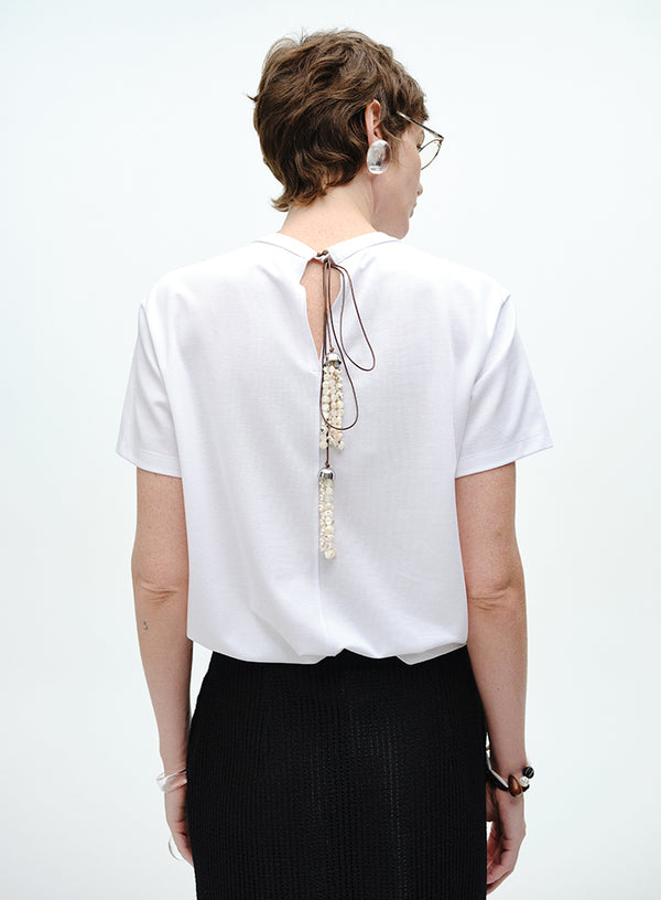 Soft Solid Pearl Chain Tee