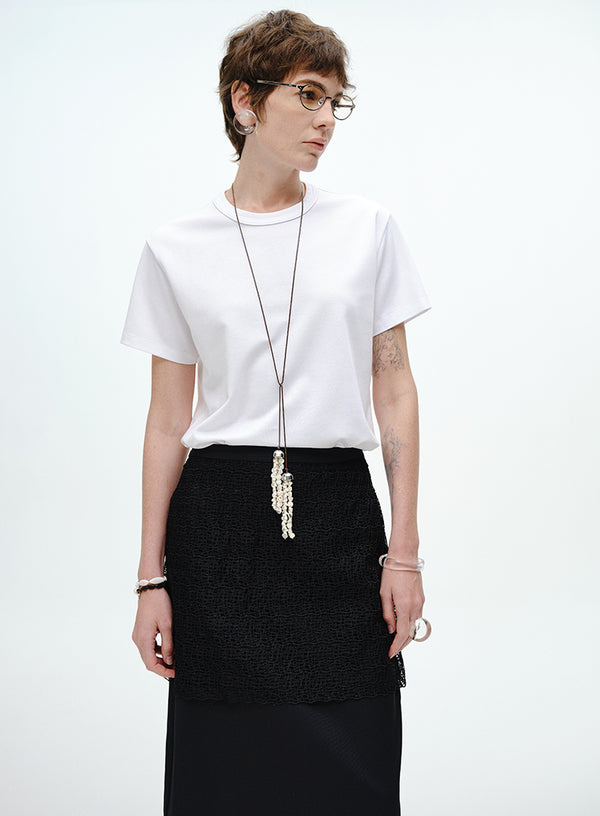 Soft Solid Pearl Chain Tee