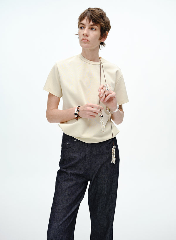Soft Solid Pearl Chain Tee