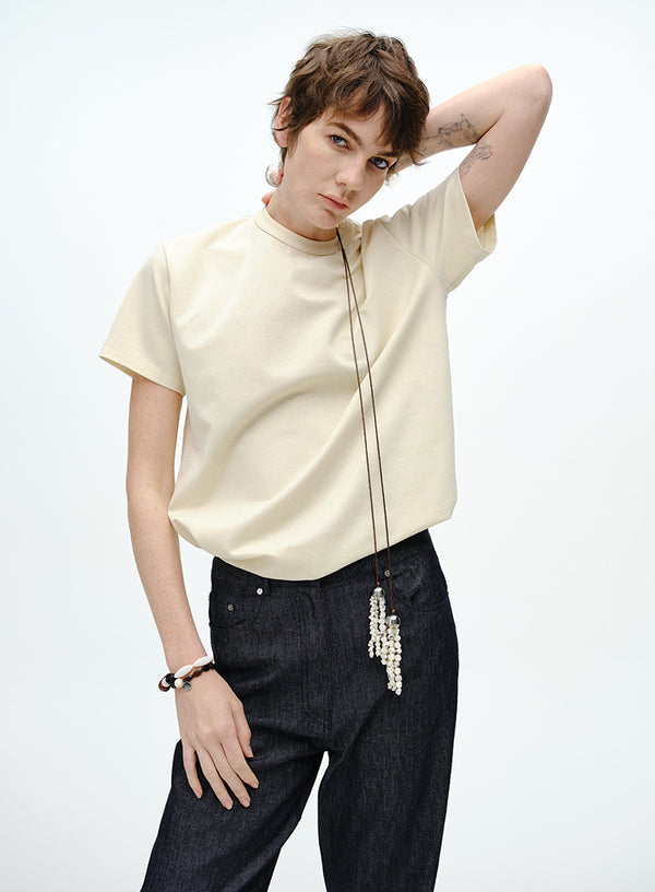 Soft Solid Pearl Chain Tee