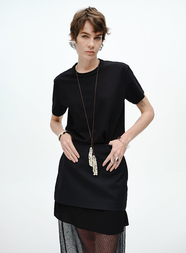 Soft Solid Pearl Chain Tee