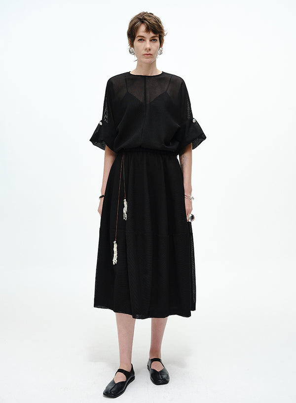 Drop-Shoulder Drawstring Top