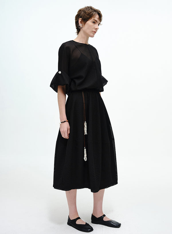 Drop-Shoulder Drawstring Top