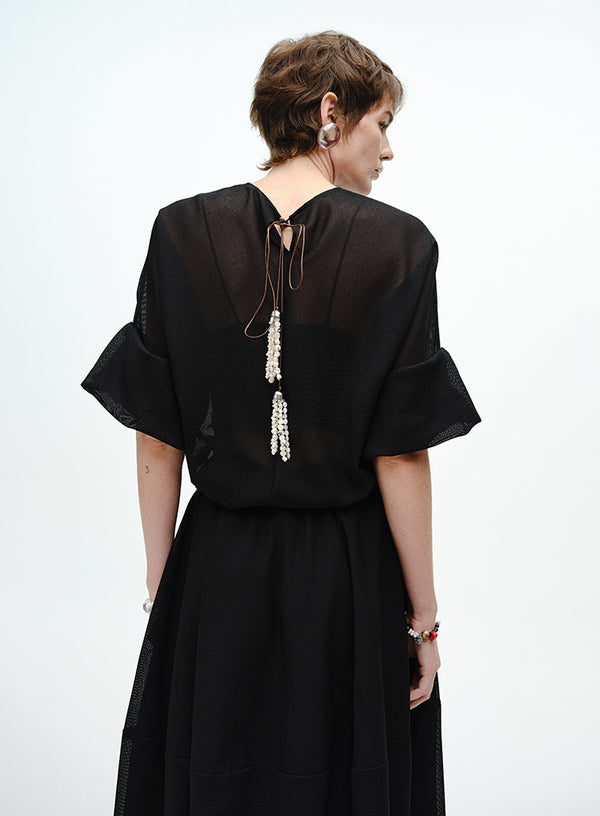 Drop-Shoulder Drawstring Top