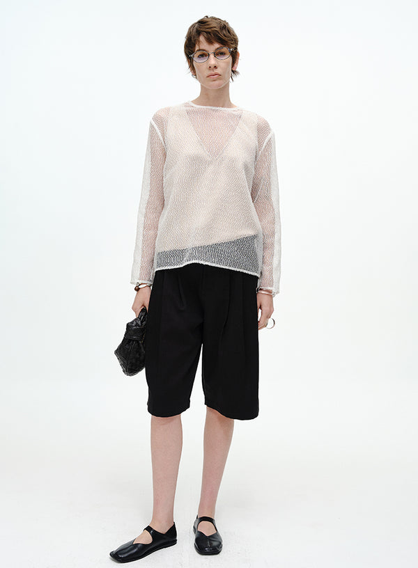 Sheer Mesh Backless Two-piece Top