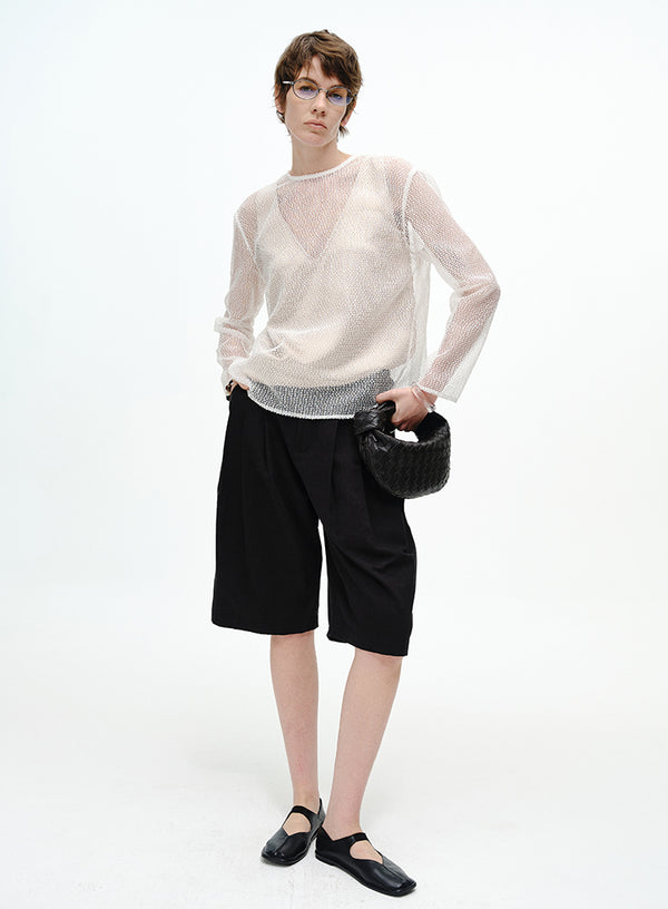 Sheer Mesh Backless Two-piece Top