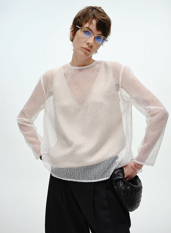 Sheer Mesh Backless Two-piece Top