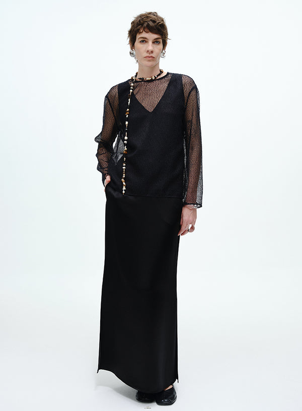 Sheer Mesh Backless Two-piece Top