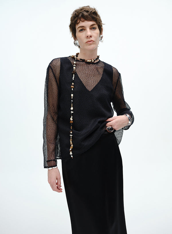 Sheer Mesh Backless Two-piece Top