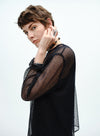 Sheer Mesh Backless Two-piece Top
