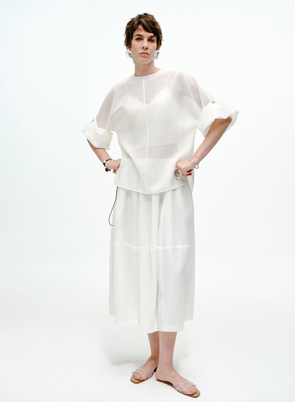 Drop-Shoulder Drawstring Top