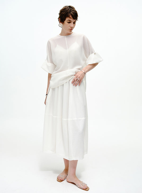 Drop-Shoulder Drawstring Top