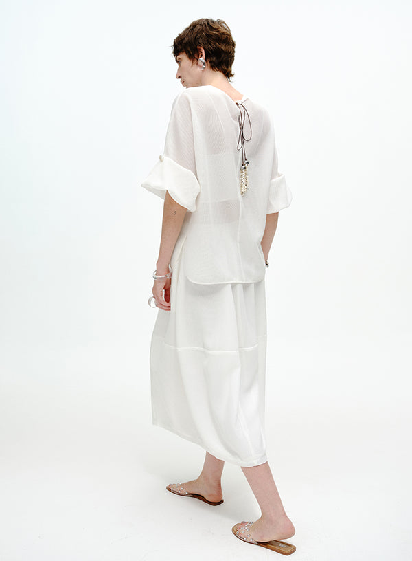 Drop-Shoulder Drawstring Top