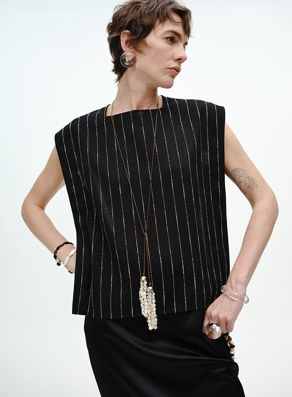 Pearl-Threaded Backless Tank