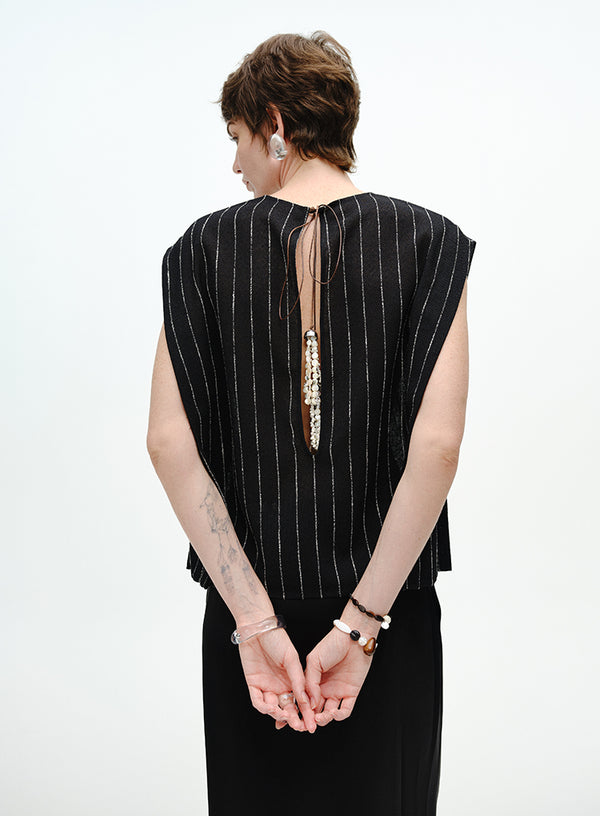 Pearl-Threaded Backless Tank