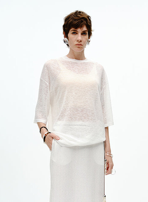 Draped Cotton Jersey Short Sleeve