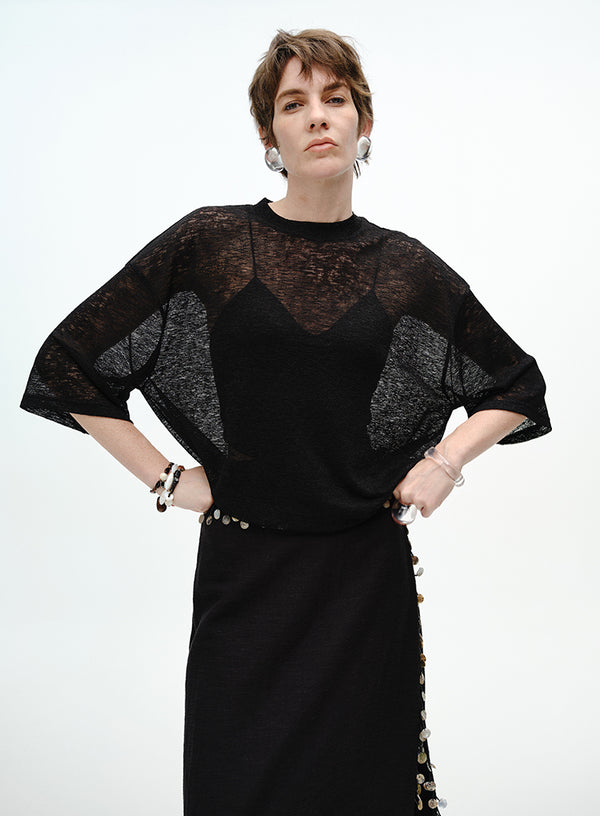 Draped Cotton Jersey Short Sleeve