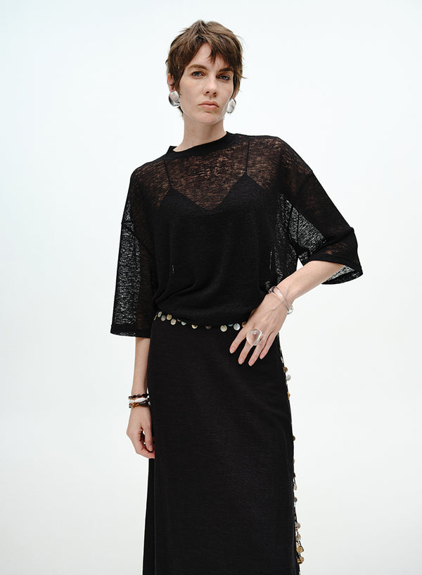 Draped Cotton Jersey Short Sleeve
