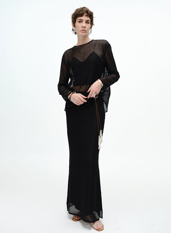 Sheer Ribbed Cover-Up Top